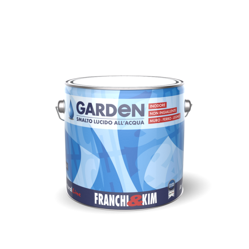 GARDEN LUCIDO SMALTO ALL' ACQUA per legno, ghisa, ferro, plastica, pvc,  caloriferi termosifoni